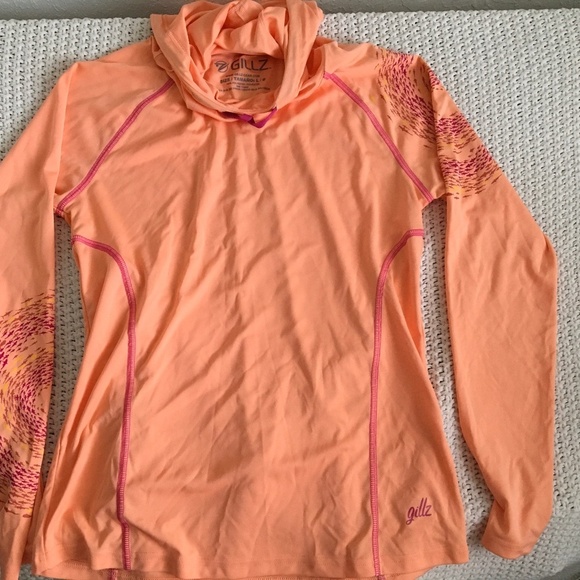 GILLZ UV LONG SLEEVE PEACH  HOOD PERFORMANCE SHIRT, PEACH SIZE LARGE - Picture 1 of 5